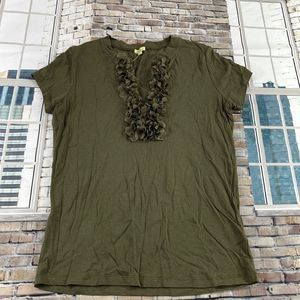 NWT Women’s Kieran Green Detailed V Neck Short  Sleeve Classy T-Shirt (L) GD18